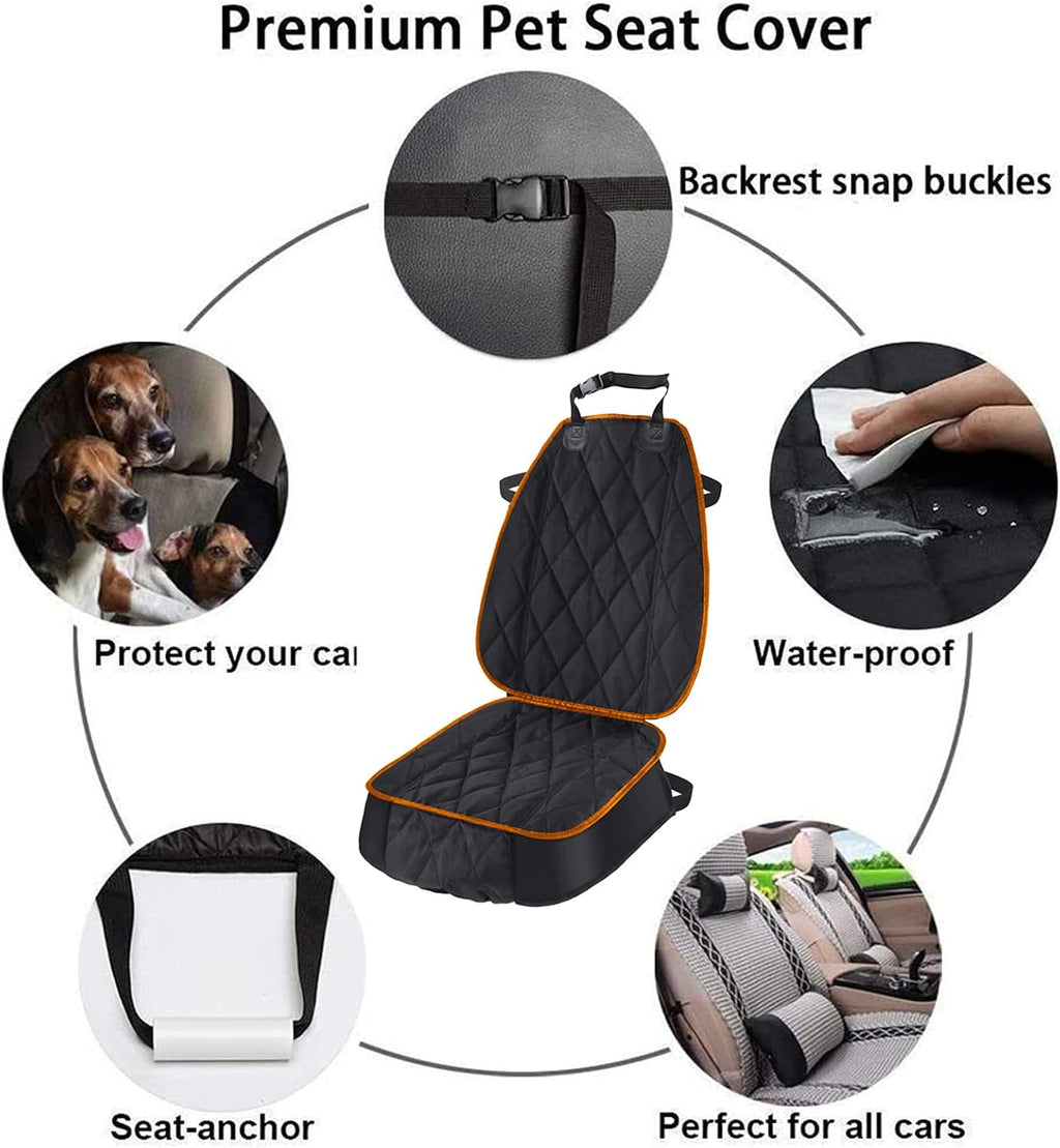 Dog Car Seat Cover for Cars Suvs Trucks, Thicked 600D Oxford Heavy Duty Waterproof Front Car Seat Covers for Dogs Durable Nonslip Padded Pet Car Seat Protector with Side Flaps, 2 Pack