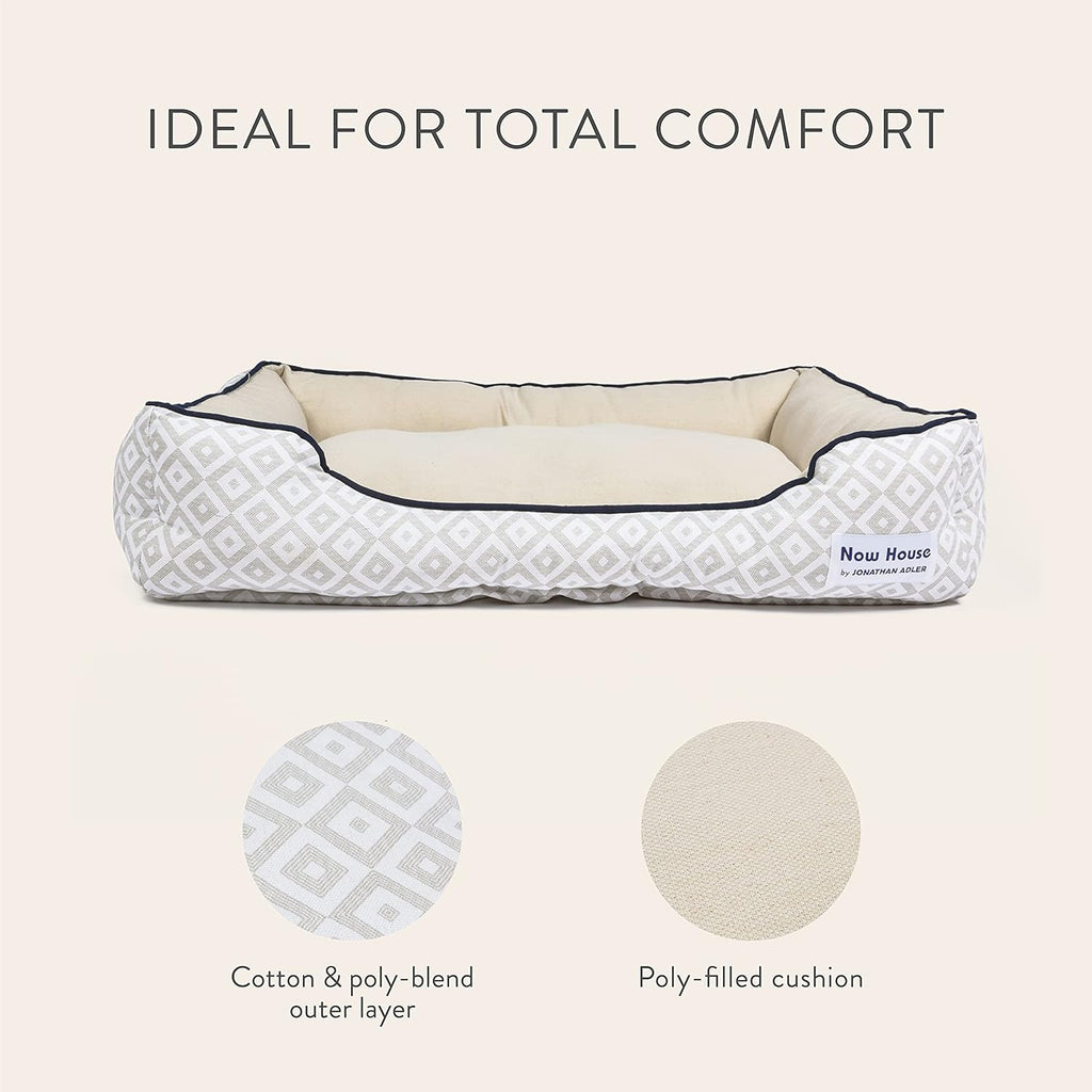 Now House for Pets by Jonathan Adler Grey Diamond Cuddler Dog Bed, Medium Washable for Medium Sized Dogs