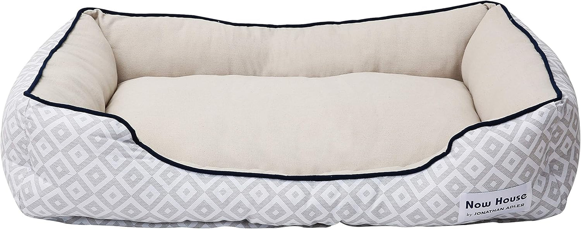 Now House for Pets by Jonathan Adler Grey Diamond Cuddler Dog Bed, Medium Washable for Medium Sized Dogs